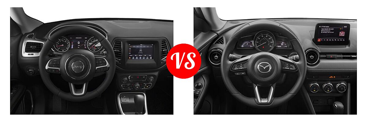 2019 Jeep Compass SUV Altitude / High Altitude / Latitude / Limited / Sport / Upland Edition vs. 2019 Mazda CX-3 SUV Touring - Dashboard Comparison