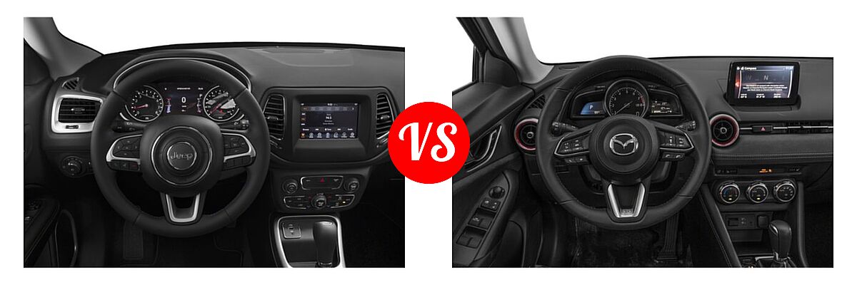 2019 Jeep Compass SUV Altitude / High Altitude / Latitude / Limited / Sport / Upland Edition vs. 2019 Mazda CX-3 SUV Grand Touring - Dashboard Comparison