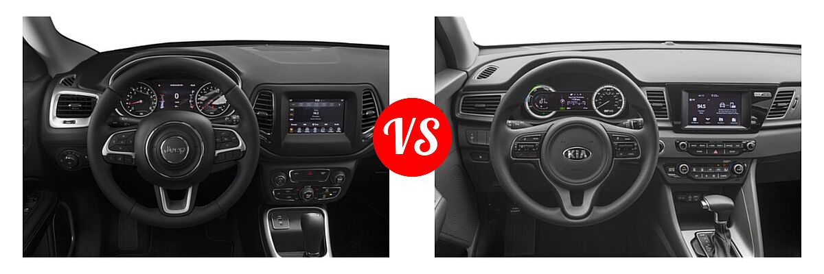 2019 Jeep Compass SUV Altitude / High Altitude / Latitude / Limited / Sport / Upland Edition vs. 2019 Kia Niro SUV LX - Dashboard Comparison