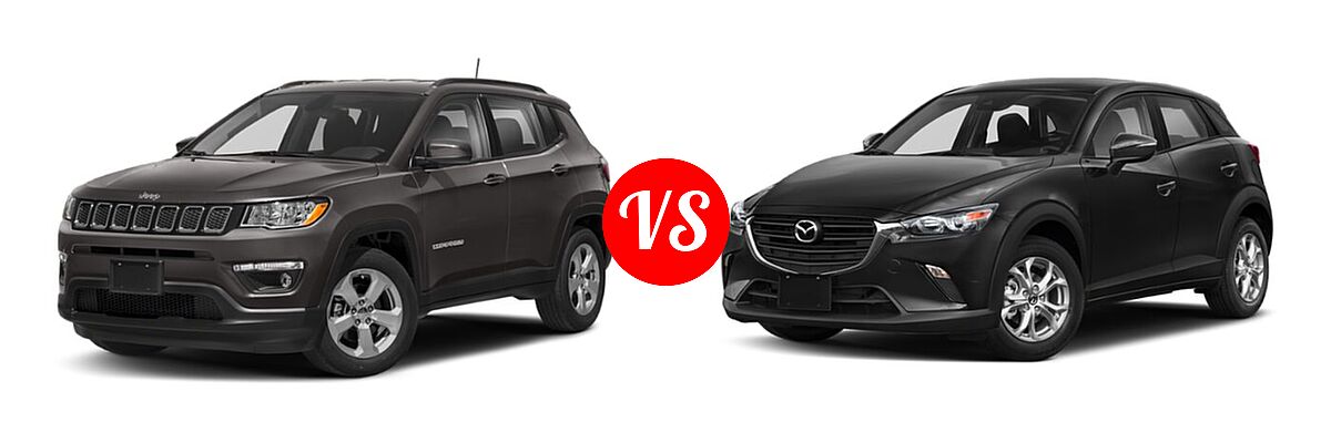 2019 Jeep Compass SUV Altitude / High Altitude / Latitude / Limited / Sport / Upland Edition vs. 2019 Mazda CX-3 SUV Sport - Front Left Comparison