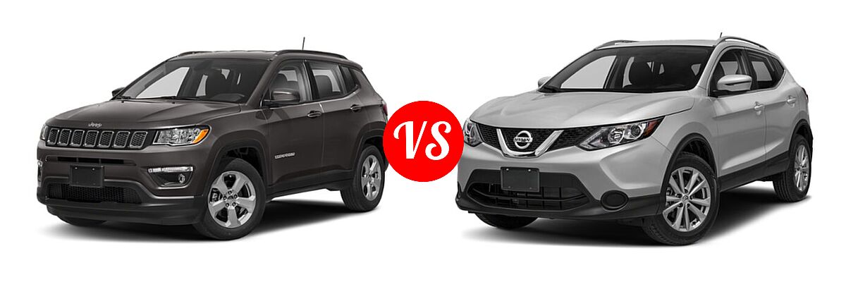 2019 Jeep Compass SUV Altitude / High Altitude / Latitude / Limited / Sport / Upland Edition vs. 2019 Nissan Rogue Sport SUV S / SV - Front Left Comparison