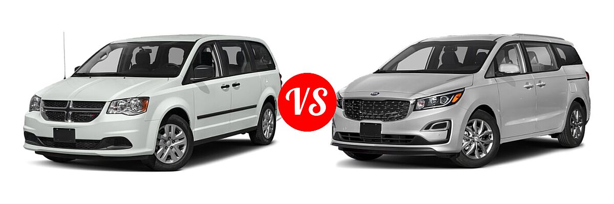 2020 Dodge Grand Caravan Minivan SE / SE Plus / SXT vs. 2020 Kia Sedona Minivan EX - Front Left Comparison
