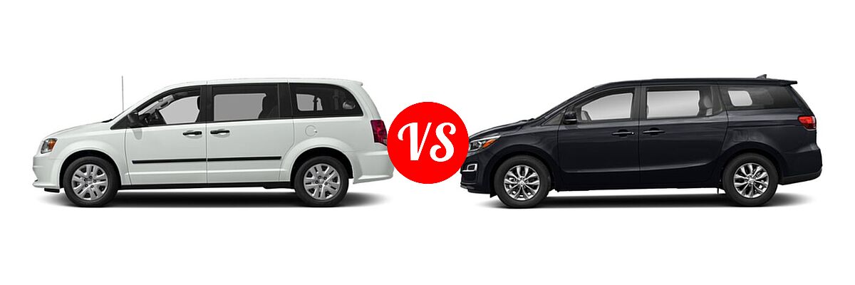 2020 Dodge Grand Caravan Minivan SE / SE Plus / SXT vs. 2020 Kia Sedona Minivan L / LX - Side Comparison