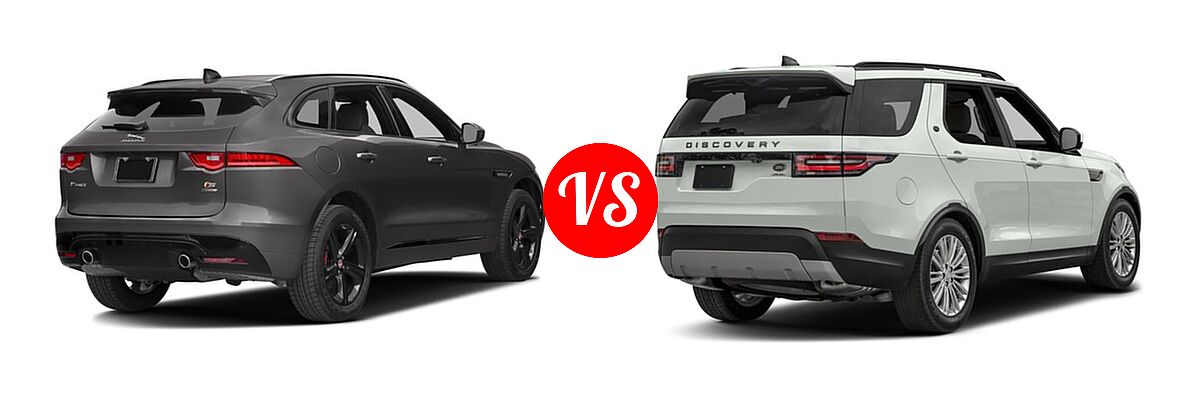 2017 Jaguar F-PACE SUV First Edition / S vs. 2017 Land Rover Discovery SUV Diesel HSE / HSE Luxury - Rear Right Comparison