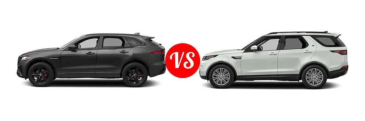 2017 Jaguar F-PACE SUV First Edition / S vs. 2017 Land Rover Discovery SUV Diesel HSE / HSE Luxury - Side Comparison