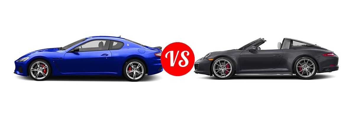 2018 Maserati GranTurismo Coupe MC / Sport vs. 2018 Porsche 911 Coupe 4 / 4 GTS / 4S - Side Comparison