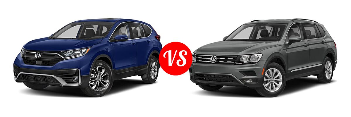 2020 Honda CR-V SUV EX vs. 2020 Volkswagen Tiguan SUV SE R-Line Black / SEL Premium R-Line - Front Left Comparison