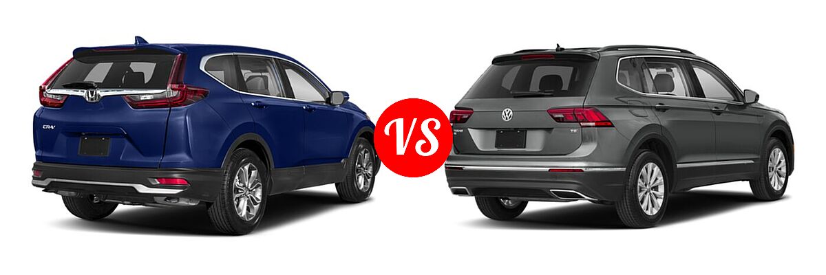 2020 Honda CR-V SUV EX vs. 2020 Volkswagen Tiguan SUV SE R-Line Black / SEL Premium R-Line - Rear Right Comparison