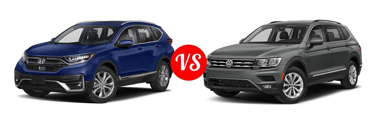 2020 Honda CR-V SUV Touring vs. 2020 Volkswagen Tiguan SUV SE R-Line Black / SEL Premium R-Line - Front Left Comparison
