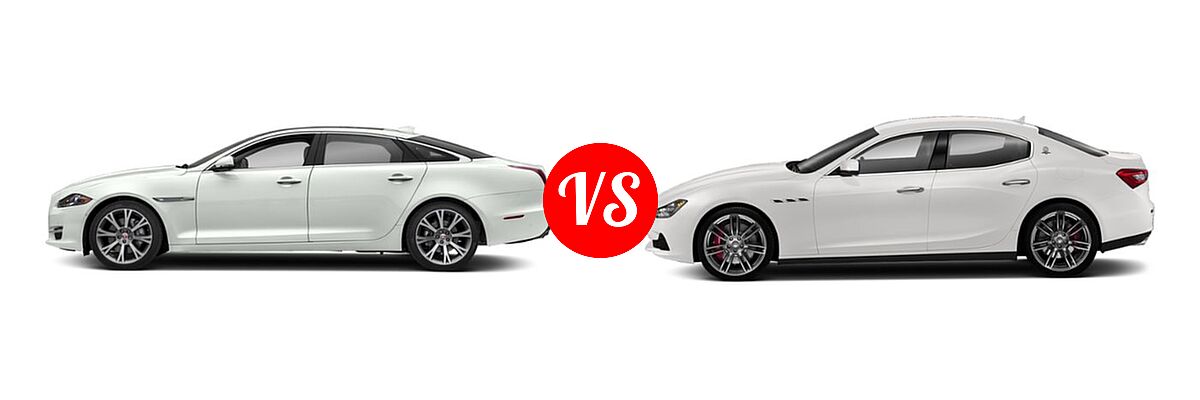 2019 Jaguar XJ Sedan XJ R-Sport / XJ Supercharged vs. 2018 Maserati Ghibli Sedan GranLusso / GranSport / S / S GranLusso / S GranSport / S Q4 / S Q4 GranLusso / S Q4 GranSport - Side Comparison