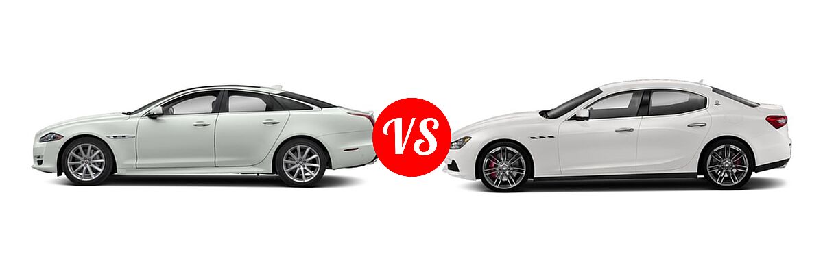 2019 Jaguar XJ Sedan XJL Portfolio / XJL Supercharged vs. 2018 Maserati Ghibli Sedan GranLusso / GranSport / S / S GranLusso / S GranSport / S Q4 / S Q4 GranLusso / S Q4 GranSport - Side Comparison
