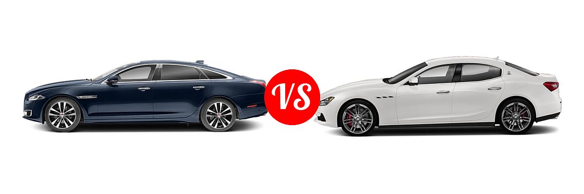 2019 Jaguar XJ Sedan XJ50 V6 / XJ50 V8 vs. 2018 Maserati Ghibli Sedan GranLusso / GranSport / S / S GranLusso / S GranSport / S Q4 / S Q4 GranLusso / S Q4 GranSport - Side Comparison
