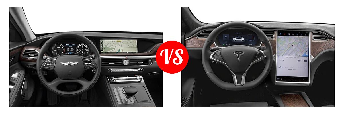 2020 Genesis G90 Sedan 3.3T Premium / 5.0L Ultimate vs. 2020 Tesla Model S Sedan Electric Long Range / Performance - Dashboard Comparison