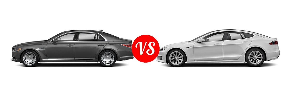 2020 Genesis G90 Sedan 3.3T Premium / 5.0L Ultimate vs. 2020 Tesla Model S Sedan Electric Long Range / Performance - Side Comparison