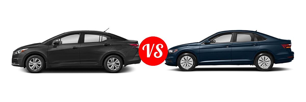2020 Nissan Versa Sedan S / SR / SV vs. 2020 Volkswagen Jetta Sedan S / SE / SEL / SEL Premium - Side Comparison