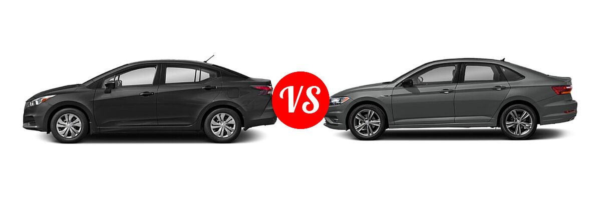 2020 Nissan Versa Sedan S / SR / SV vs. 2020 Volkswagen Jetta Sedan R-Line - Side Comparison