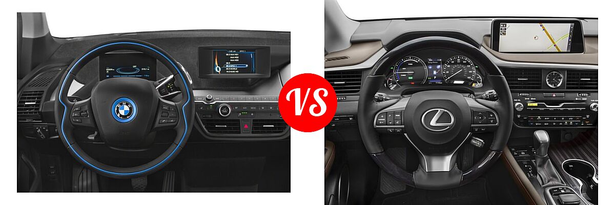 2020 BMW i3 Hatchback PHEV 120 Ah / 120 Ah w/Range Extender / s vs. 2018 Lexus RX 450h SUV RX 450h - Dashboard Comparison