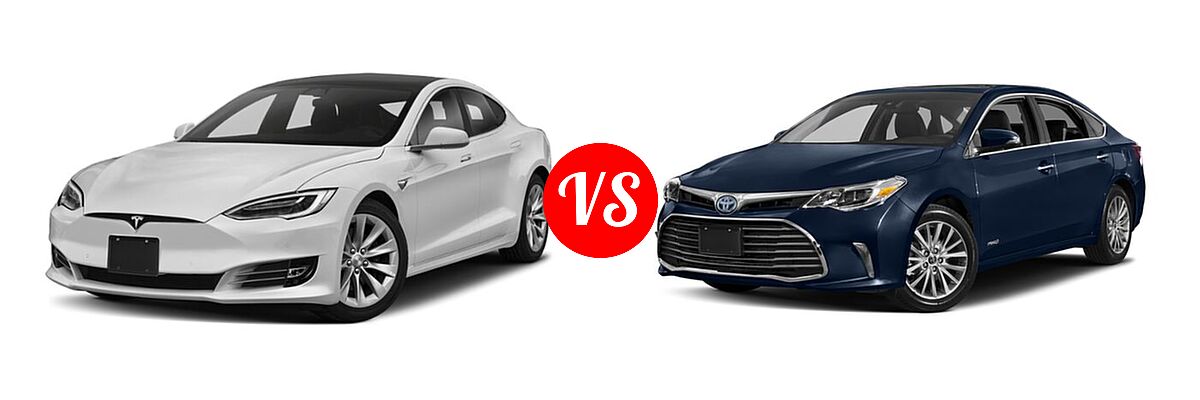 2020 Tesla Model S Sedan Electric Long Range / Performance vs. 2018 Toyota Avalon Hybrid Sedan Hybrid Limited - Front Left Comparison