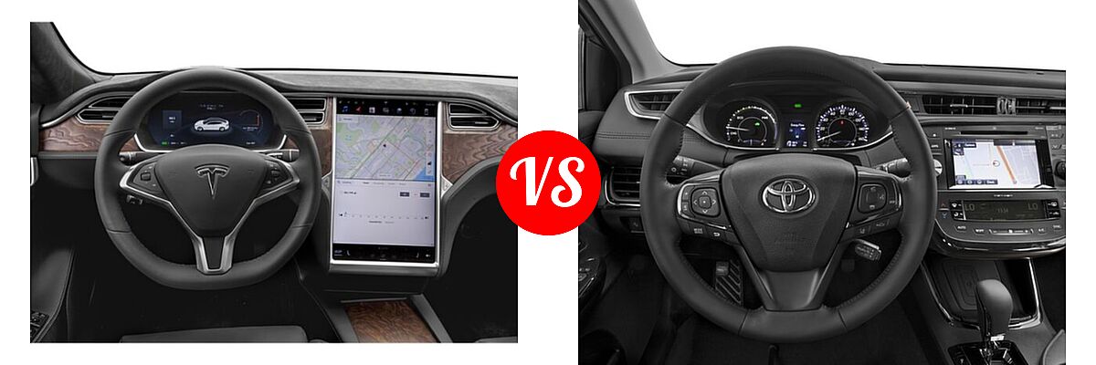 2020 Tesla Model S Sedan Electric Long Range / Performance vs. 2018 Toyota Avalon Hybrid Sedan Hybrid Limited - Dashboard Comparison