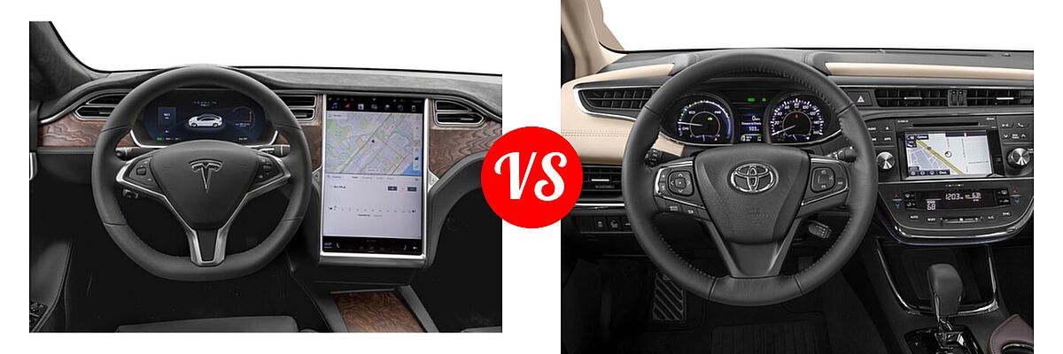 2020 Tesla Model S Sedan Electric Long Range / Performance vs. 2018 Toyota Avalon Hybrid Sedan Hybrid XLE Plus / Hybrid XLE Premium - Dashboard Comparison