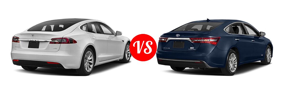 2020 Tesla Model S Sedan Electric Long Range / Performance vs. 2018 Toyota Avalon Hybrid Sedan Hybrid Limited - Rear Right Comparison