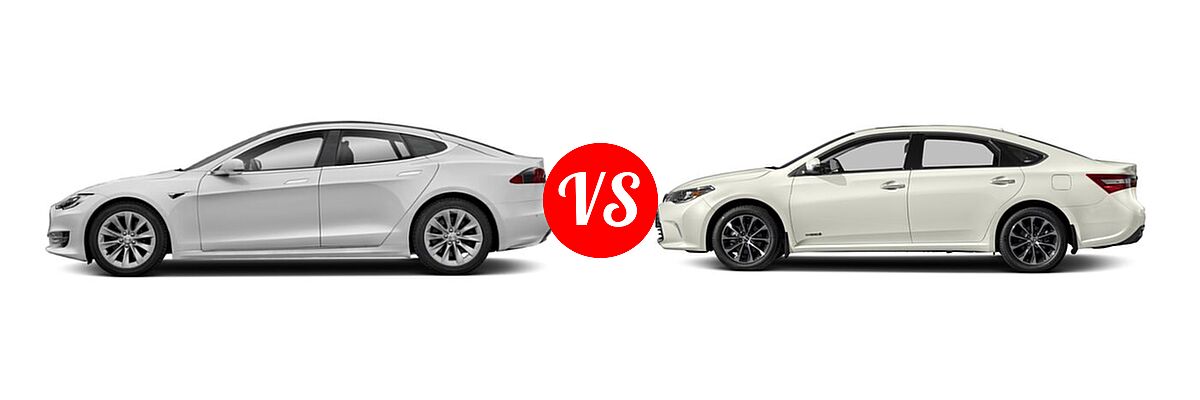2020 Tesla Model S Sedan Electric Long Range / Performance vs. 2018 Toyota Avalon Hybrid Sedan Hybrid XLE Plus / Hybrid XLE Premium - Side Comparison