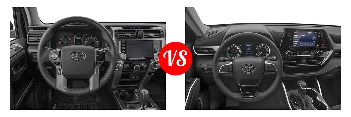 2020 Toyota 4Runner SUV Venture vs. 2020 Toyota Highlander Hybrid SUV Hybrid Hybrid LE / Hybrid XLE - Dashboard Comparison