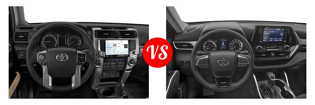 2020 Toyota 4Runner SUV Limited vs. 2020 Toyota Highlander Hybrid SUV Hybrid Hybrid LE / Hybrid XLE - Dashboard Comparison