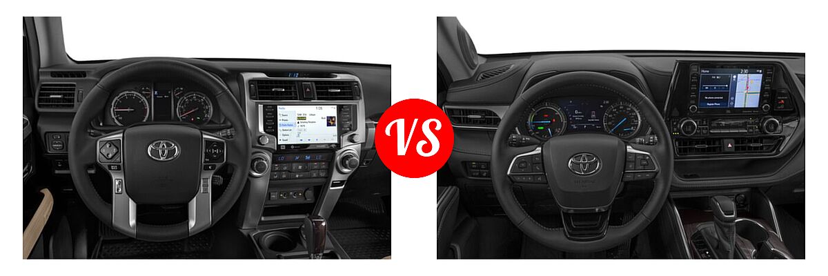 2020 Toyota 4Runner SUV Limited vs. 2020 Toyota Highlander Hybrid SUV Hybrid Hybrid Limited - Dashboard Comparison