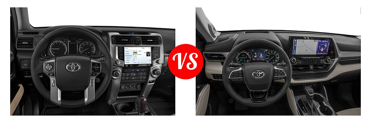 2020 Toyota 4Runner SUV Limited vs. 2020 Toyota Highlander Hybrid SUV Hybrid Hybrid Platinum - Dashboard Comparison