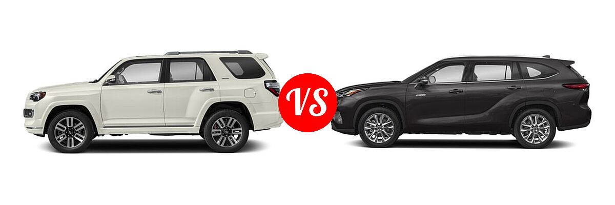 2020 Toyota 4Runner SUV Limited vs. 2020 Toyota Highlander Hybrid SUV Hybrid Hybrid Limited - Side Comparison