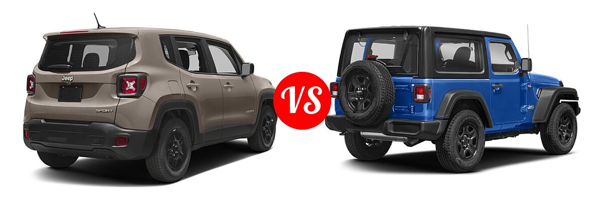 2018 Jeep Renegade SUV Altitude / Latitude / Sport vs. 2018 Jeep Wrangler SUV Rubicon / Sport - Rear Right Comparison