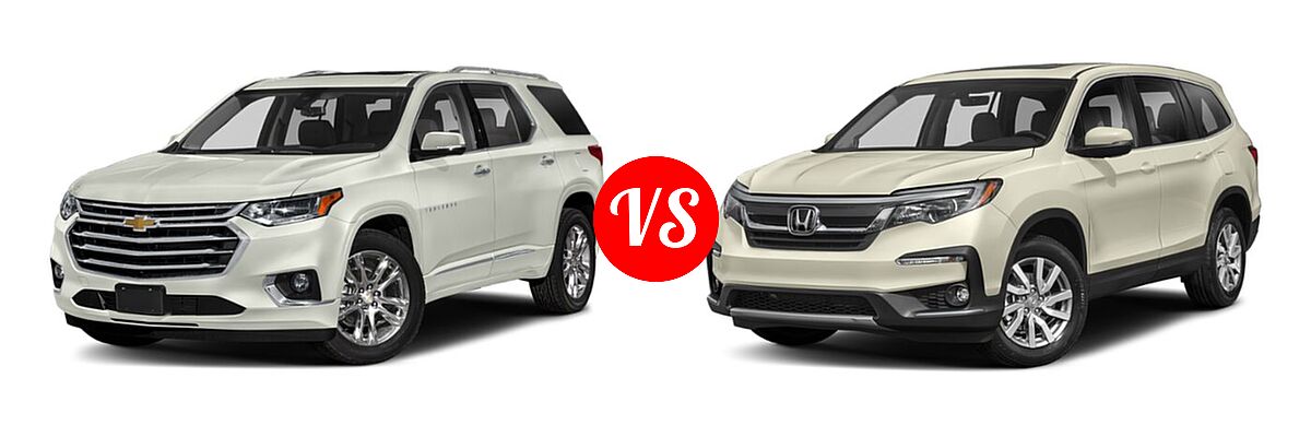 2019 Chevrolet Traverse SUV High Country / Premier vs. 2019 Honda Pilot SUV EX-L - Front Left Comparison