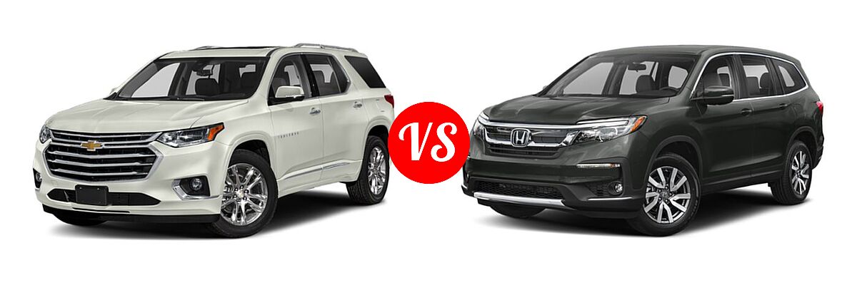 2019 Chevrolet Traverse SUV High Country / Premier vs. 2019 Honda Pilot SUV EX - Front Left Comparison