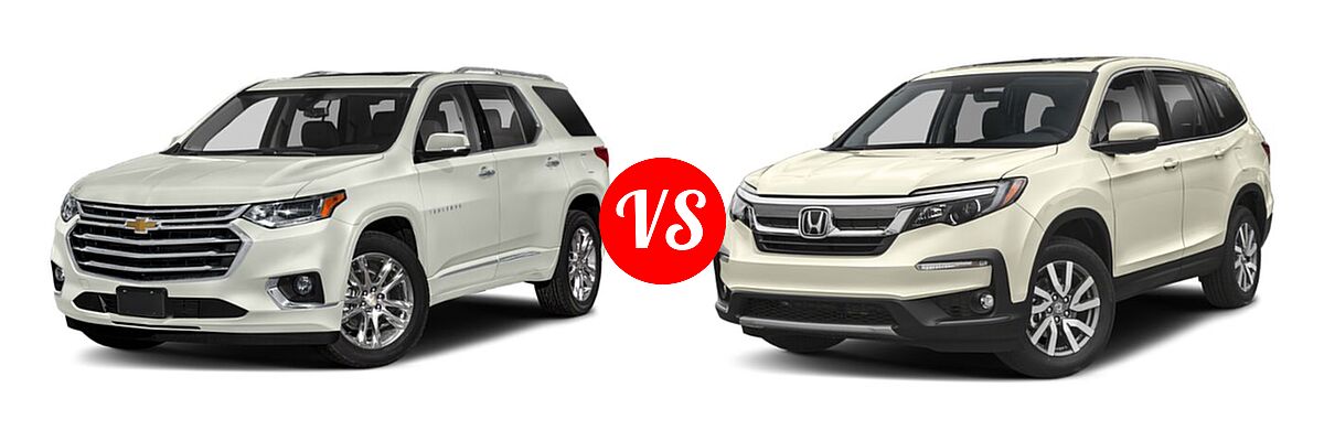 2019 Chevrolet Traverse SUV High Country / Premier vs. 2019 Honda Pilot SUV EX-L - Front Left Comparison