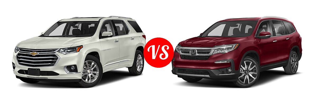 2019 Chevrolet Traverse SUV High Country / Premier vs. 2019 Honda Pilot SUV Touring 7-Passenger - Front Left Comparison