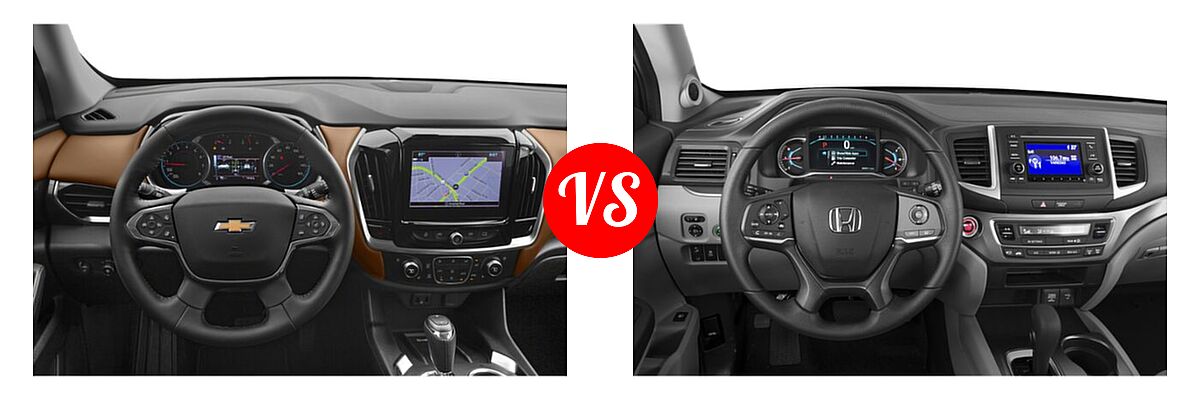 2019 Chevrolet Traverse SUV High Country / Premier vs. 2019 Honda Pilot SUV LX - Dashboard Comparison