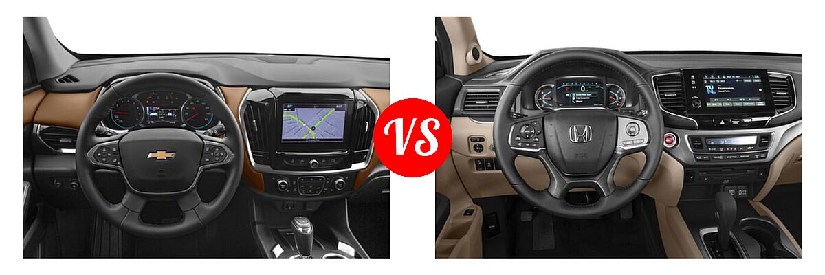 2019 Chevrolet Traverse SUV High Country / Premier vs. 2019 Honda Pilot SUV EX-L w/Navi & RES - Dashboard Comparison