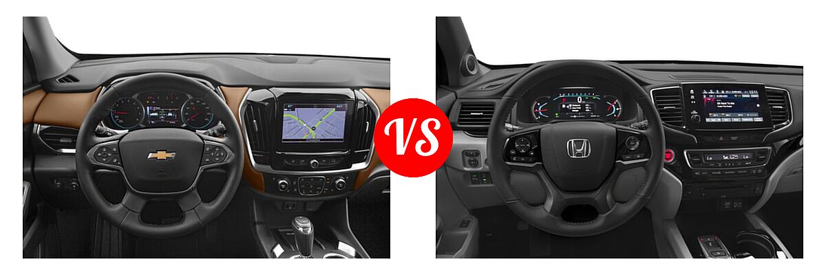 2019 Chevrolet Traverse SUV High Country / Premier vs. 2019 Honda Pilot SUV Touring 8-Passenger - Dashboard Comparison