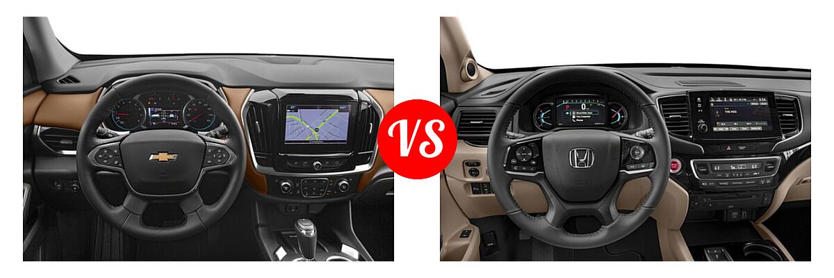 2019 Chevrolet Traverse SUV High Country / Premier vs. 2019 Honda Pilot SUV Touring 7-Passenger - Dashboard Comparison