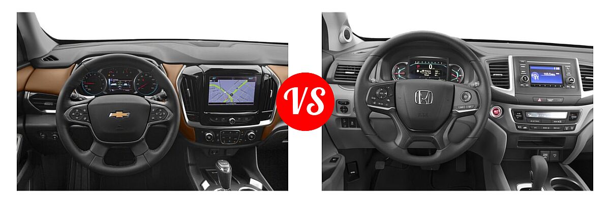 2019 Chevrolet Traverse SUV High Country / Premier vs. 2019 Honda Pilot SUV LX - Dashboard Comparison