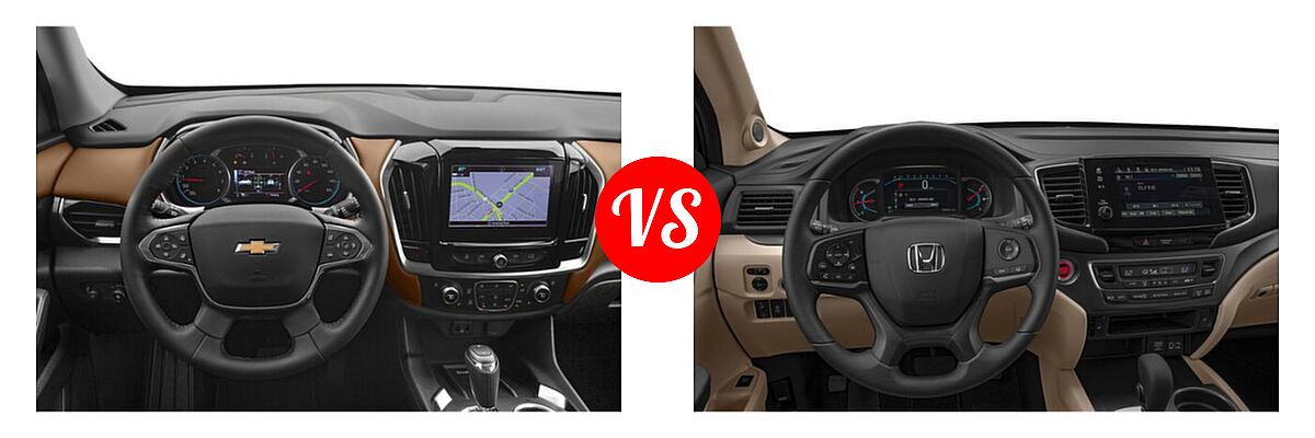 2019 Chevrolet Traverse SUV High Country / Premier vs. 2019 Honda Pilot SUV EX - Dashboard Comparison