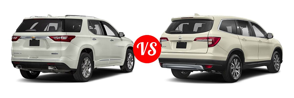 2019 Chevrolet Traverse SUV High Country / Premier vs. 2019 Honda Pilot SUV EX-L - Rear Right Comparison
