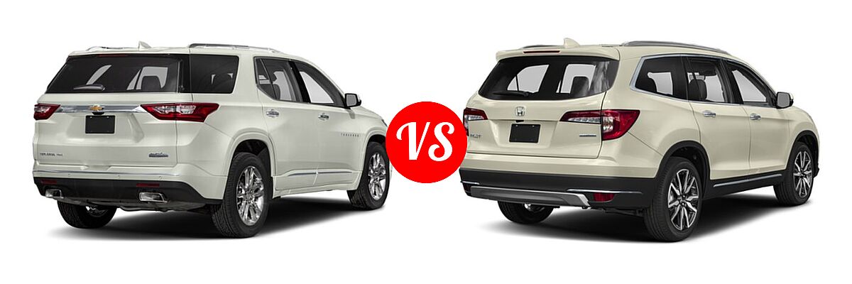 2019 Chevrolet Traverse SUV High Country / Premier vs. 2019 Honda Pilot SUV Touring 7-Passenger - Rear Right Comparison