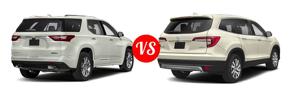2019 Chevrolet Traverse SUV High Country / Premier vs. 2019 Honda Pilot SUV EX-L - Rear Right Comparison