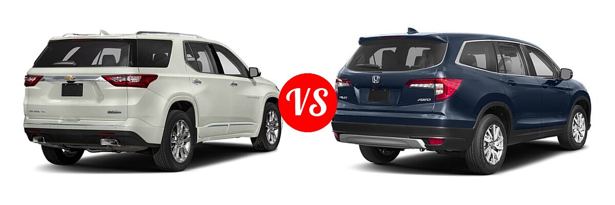 2019 Chevrolet Traverse SUV High Country / Premier vs. 2019 Honda Pilot SUV EX-L w/Navi & RES - Rear Right Comparison