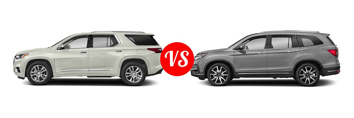 2019 Chevrolet Traverse SUV High Country / Premier vs. 2019 Honda Pilot SUV Touring 8-Passenger - Side Comparison