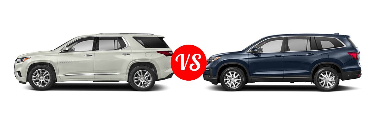 2019 Chevrolet Traverse SUV High Country / Premier vs. 2019 Honda Pilot SUV EX-L w/Navi & RES - Side Comparison