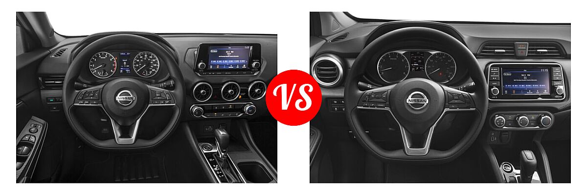 2020 Nissan Sentra Sedan S / SV vs. 2020 Nissan Versa Sedan S / SR / SV - Dashboard Comparison