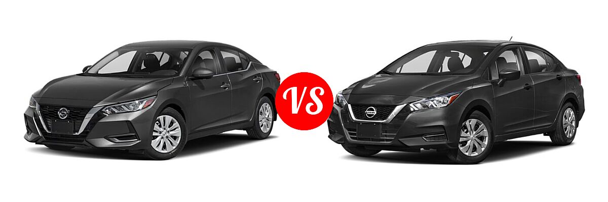 2020 Nissan Sentra Sedan S / SV vs. 2020 Nissan Versa Sedan S / SR / SV - Front Left Comparison